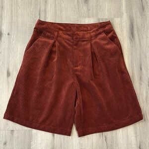 FUTURE COLLECTIVE Women's Corduroy Oversized Trouser Shorts Rust Vintage